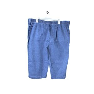 Real Size Woman’s Blue Denim Capri, Size XXL Elastic Waist Band NWOT